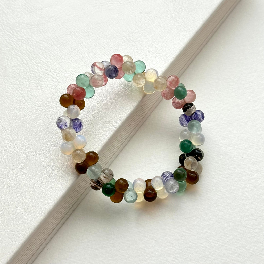 BS146 【我的主題樂園幸運琉璃】梨型蛋白石彩色琉璃手鏈手串