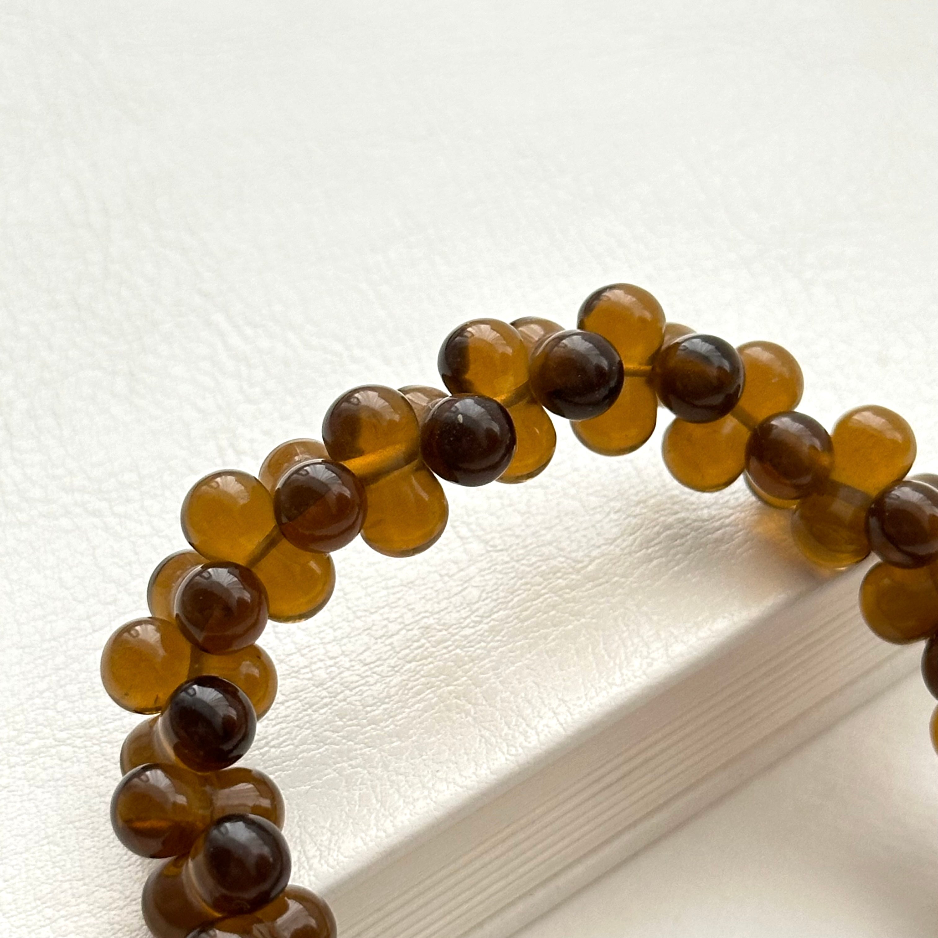 B72 【幸運琉璃】梨型茶色琉璃泡泡純珠手鏈手串