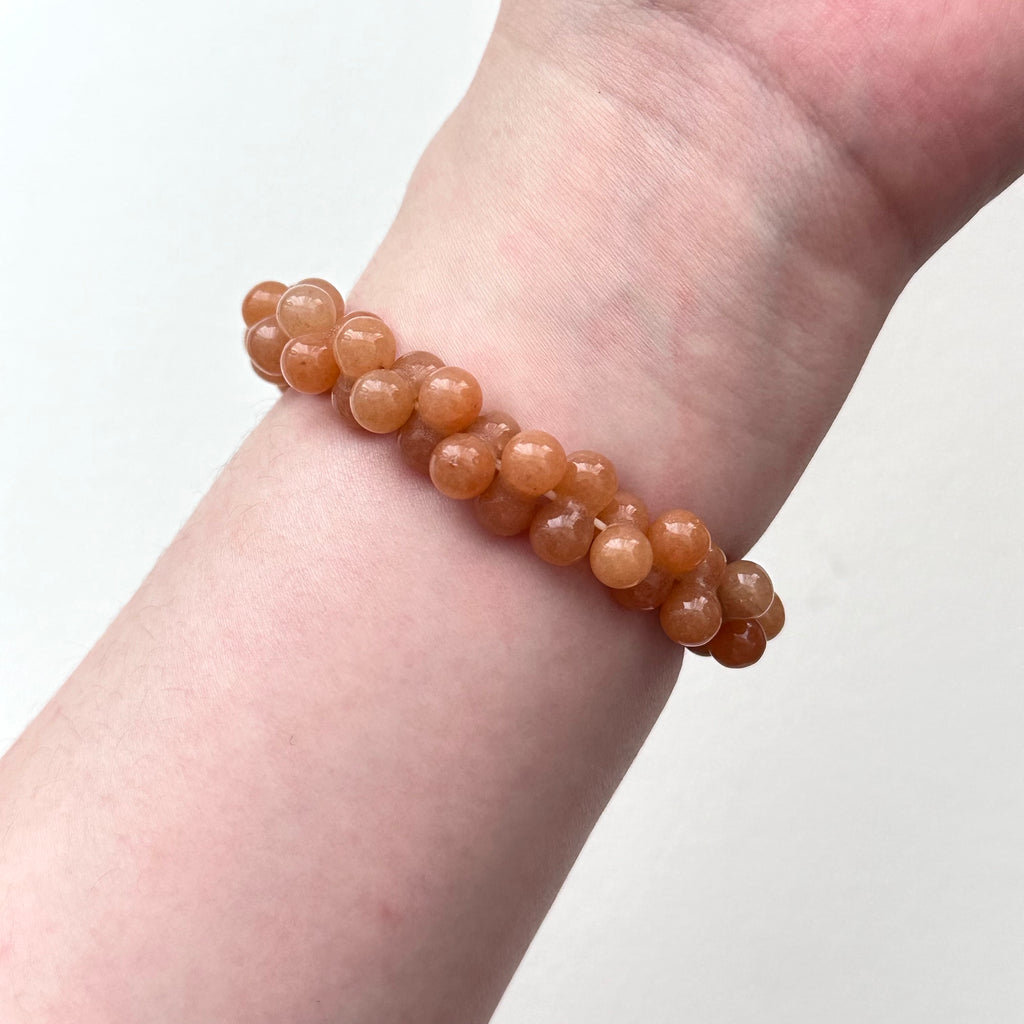 B71 Orange-brown pear-shaped glass bubble bead bracelet