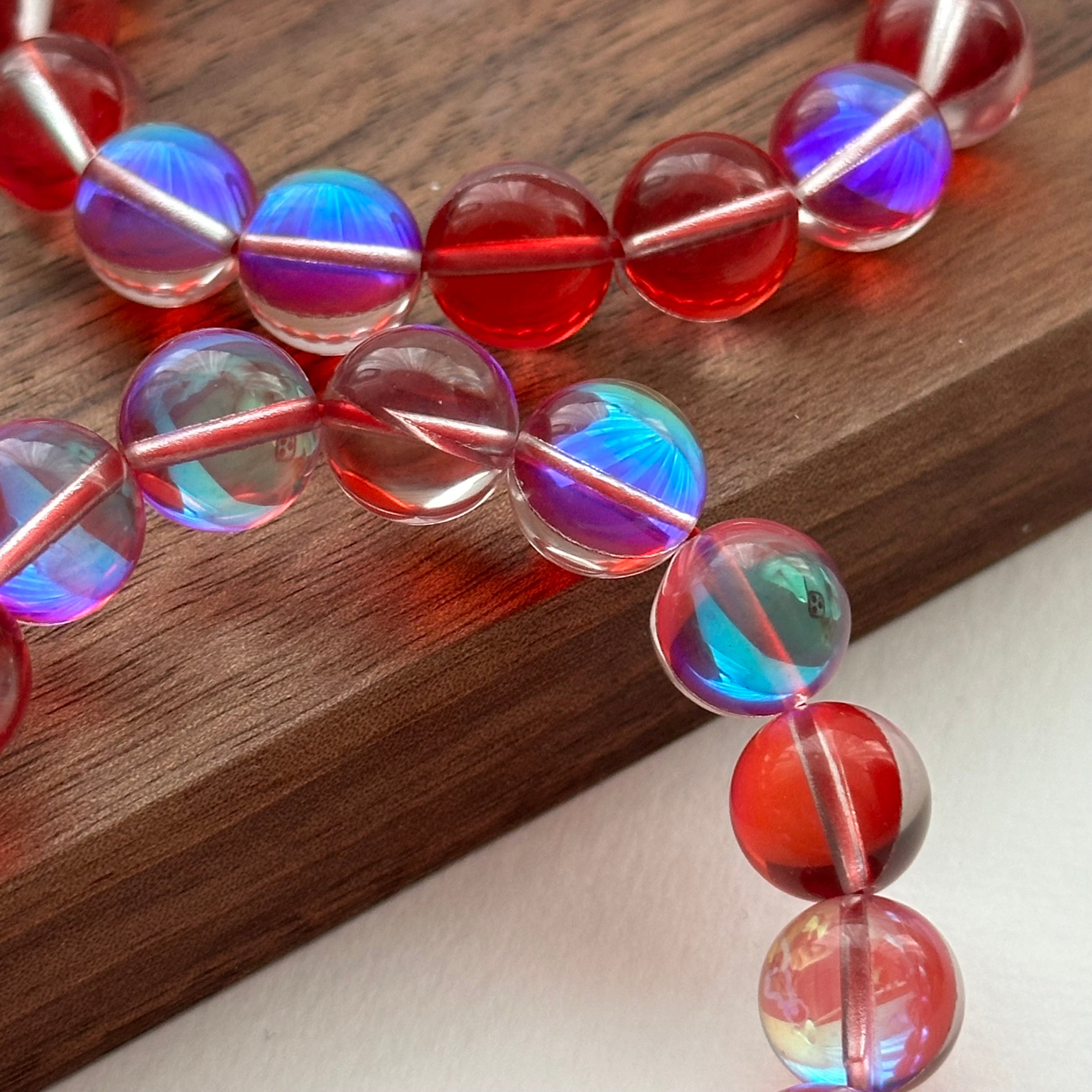 B89【暗紅月琉璃】暗紅月亮琉璃石純珠手鏈手串