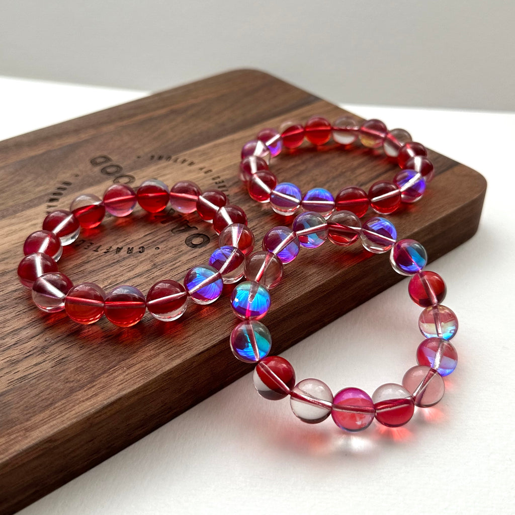 B89【暗紅月琉璃】暗紅月亮琉璃石純珠手鏈手串