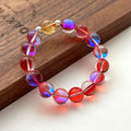 BS140 Dark Red Moon Crystal Yellow Crystal Simple Silver Plated Bracelet