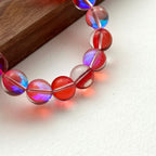 BS140【琉璃】暗紅月琉璃黃水晶簡約鍍銀手鏈手串