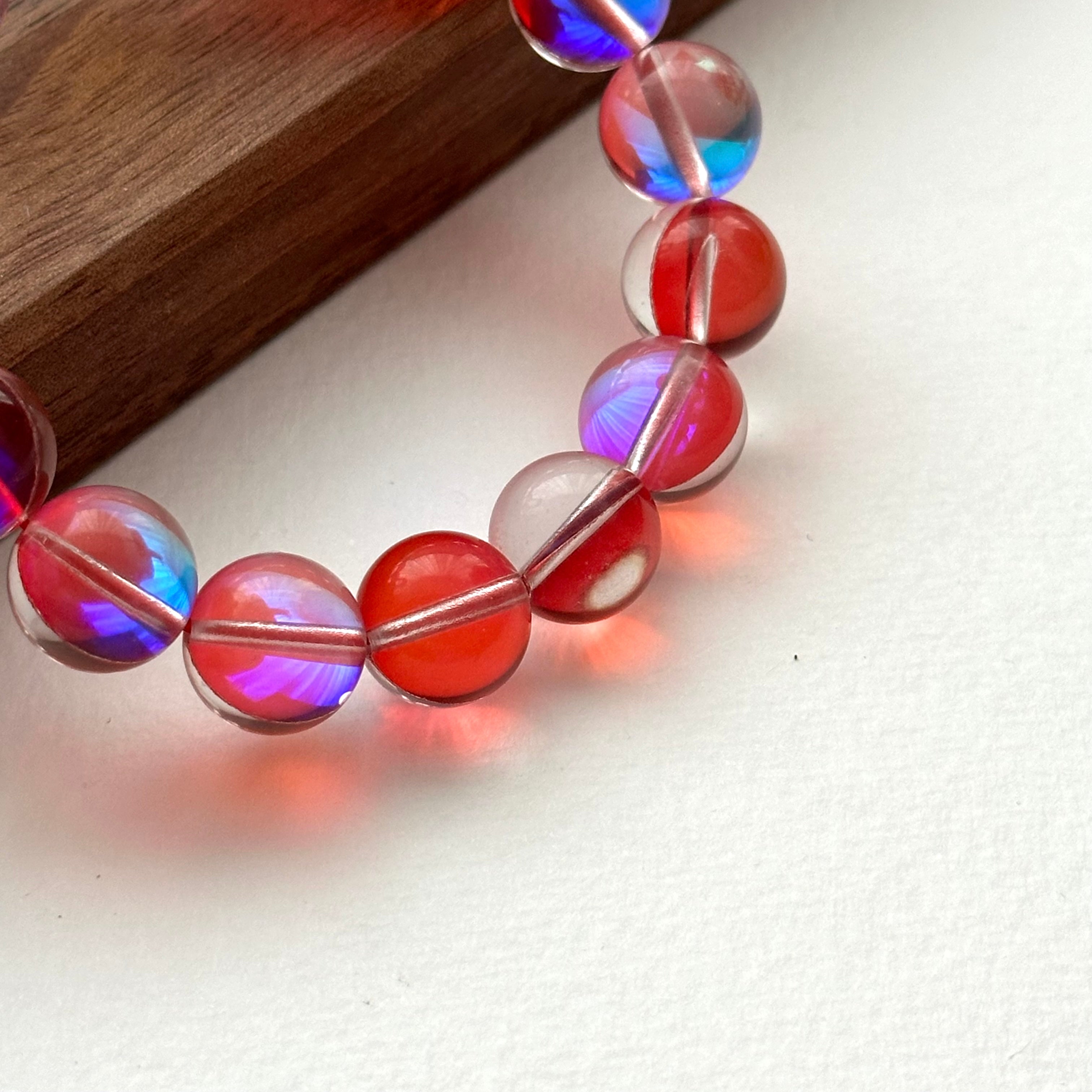 BS140【琉璃】暗紅月琉璃黃水晶簡約鍍銀手鏈手串