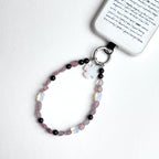 S10 [Gemstone mobile phone camera lanyard] Amethyst • Yellow glass • Pearl • Water drop shell Retro gold-plated lanyard Original design handmade