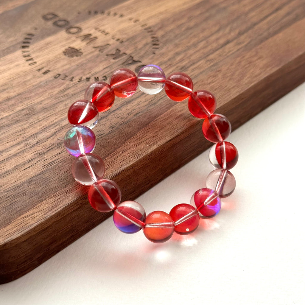 B89【暗紅月琉璃】暗紅月亮琉璃石純珠手鏈手串