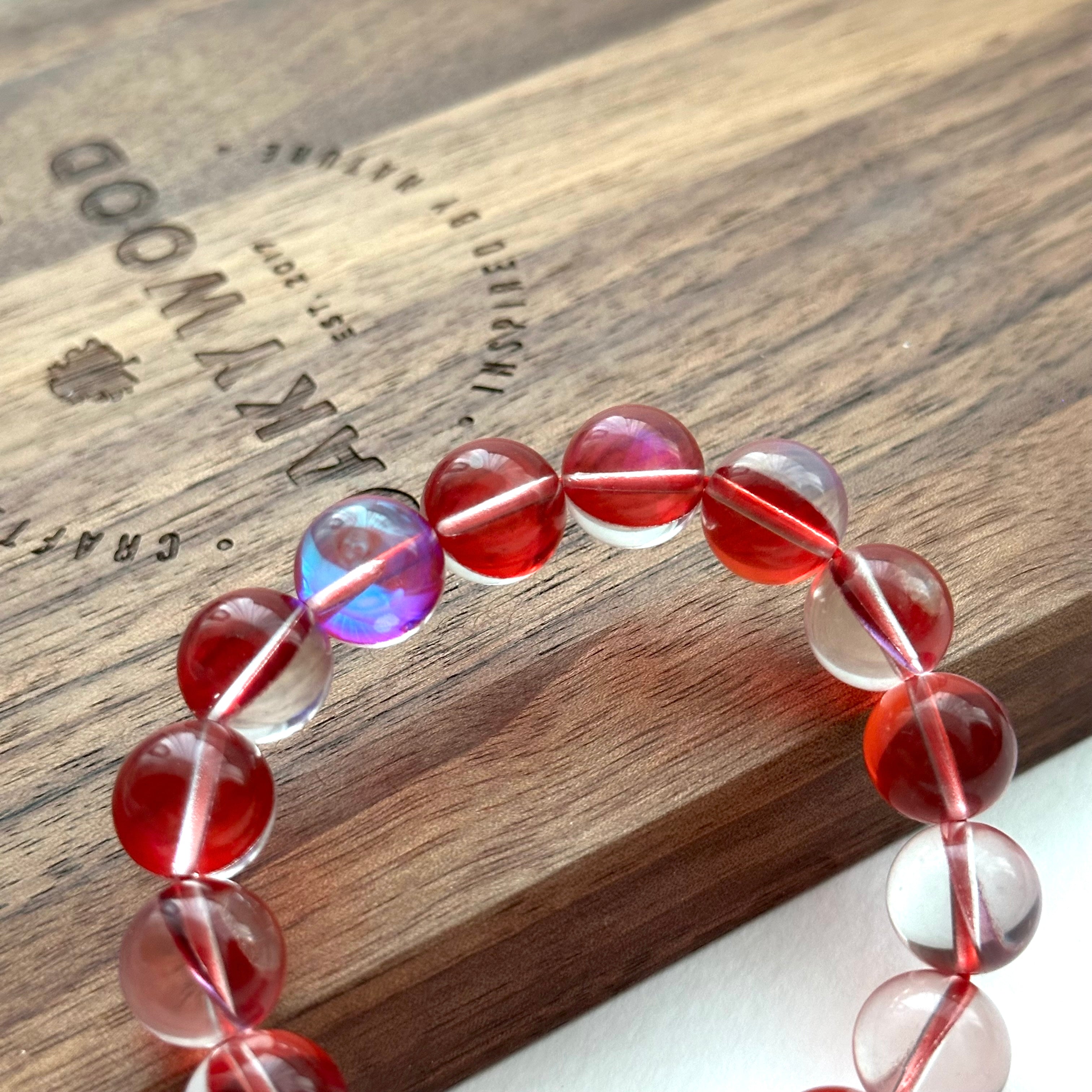 B89【暗紅月琉璃】暗紅月亮琉璃石純珠手鏈手串