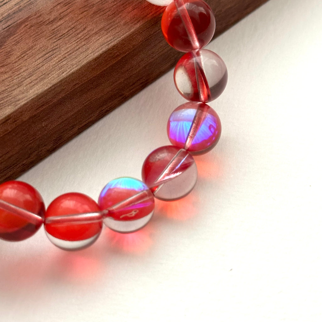 B89【暗紅月琉璃】暗紅月亮琉璃石純珠手鏈手串