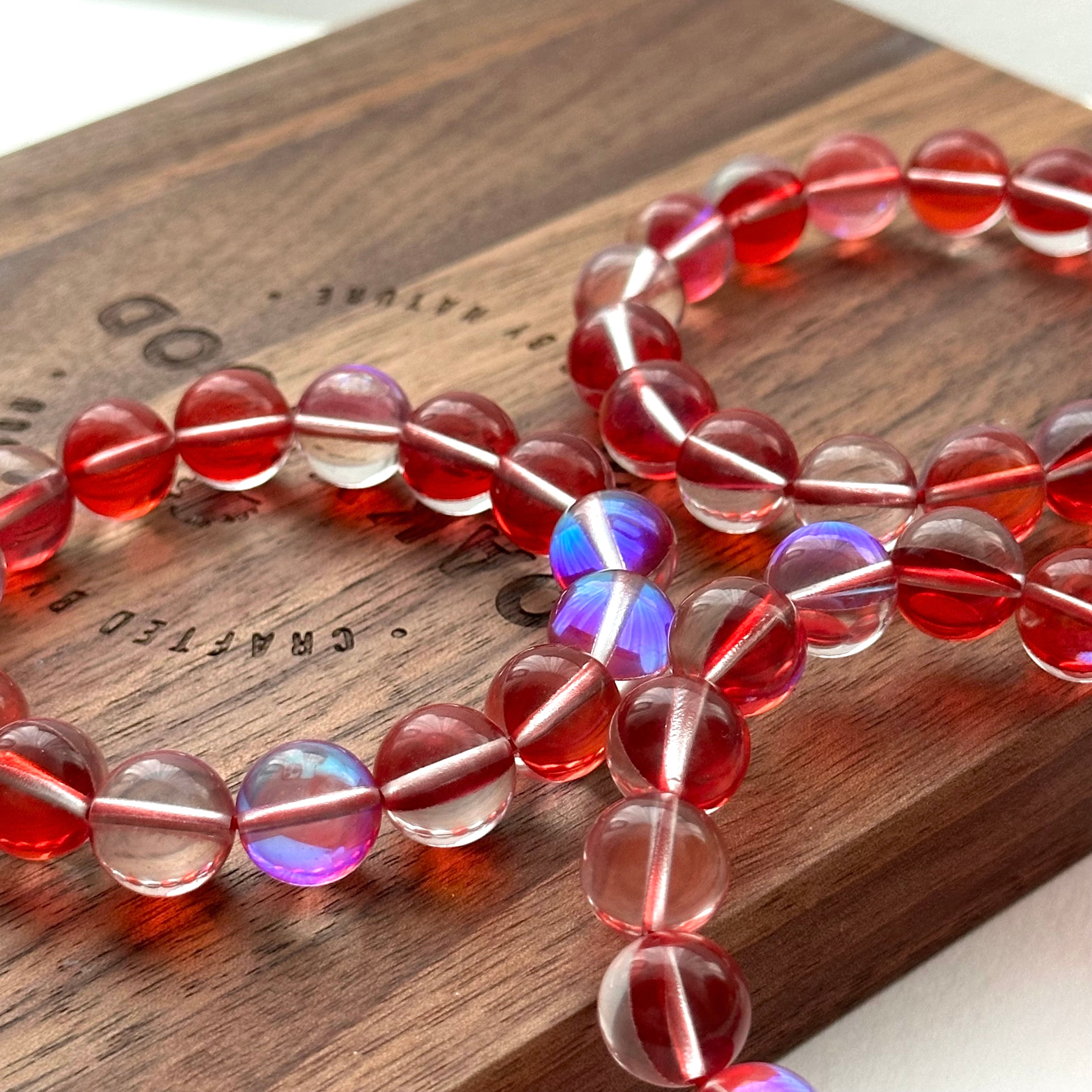 B89【暗紅月琉璃】暗紅月亮琉璃石純珠手鏈手串