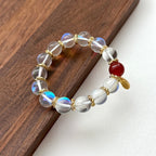 BS159 [Lucky and Peaceful Glass] White Glass Red Agate Twisted Gold-plated Bracelet