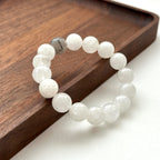 BS160 [Black and White Magnetic Field Guardian Stone] White Stone Black Rutilated Quartz Bracelet