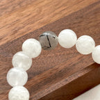 BS160 [Black and White Magnetic Field Guardian Stone] White Stone Black Rutilated Quartz Bracelet