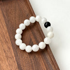 BS149 [Black and White Guardian Stone] White Stone Black Agate Bracelet