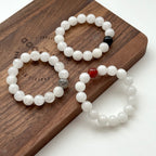 BS160 [Black and White Magnetic Field Guardian Stone] White Stone Black Rutilated Quartz Bracelet