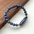 BS154 Blue Lace Stone Simple Gold Plated Bracelet