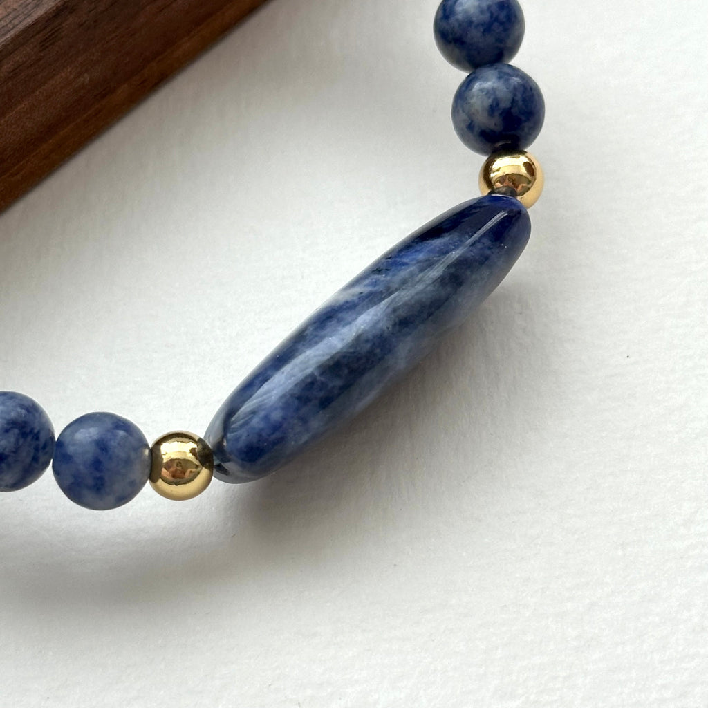 BS154 [Clarify Yourself] Blue Stone Simple Gold-plated Bracelet