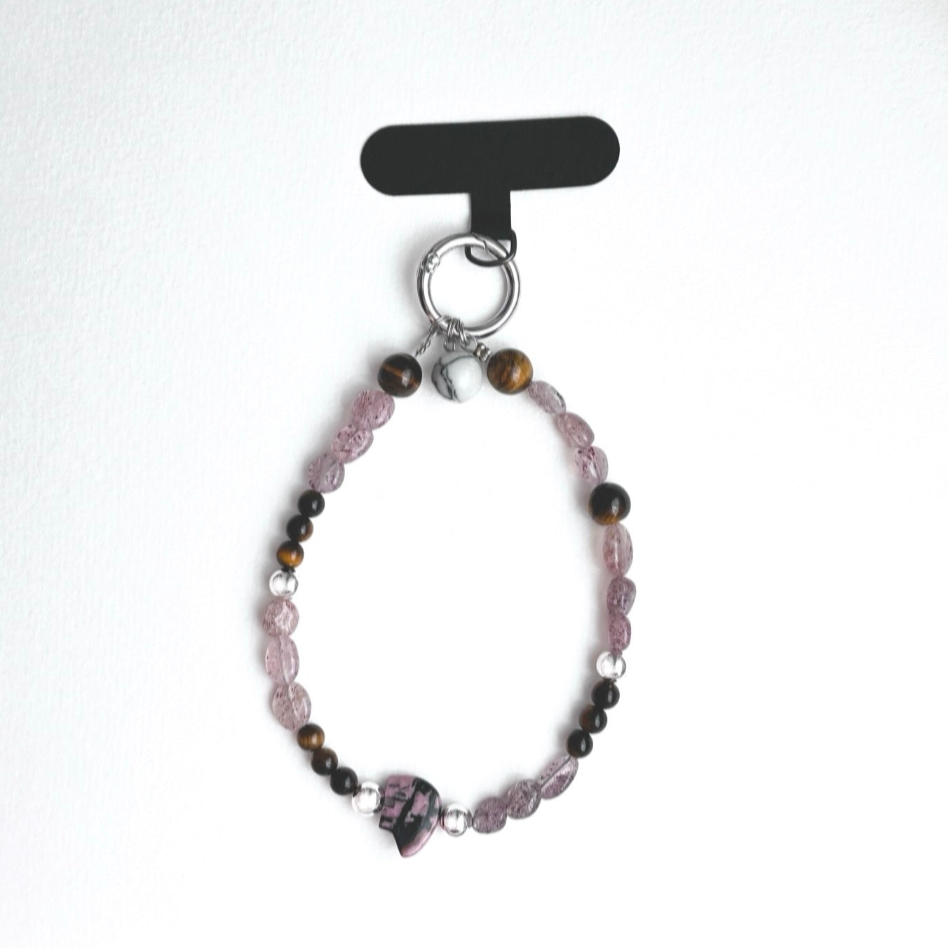 S10 [Gemstone mobile phone camera lanyard] Amethyst • Yellow glass • Pearl • Water drop shell Retro gold-plated lanyard Original design handmade