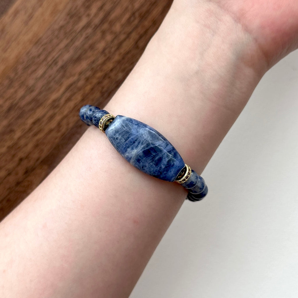 BS155 [Clarify Yourself] Blue Stone Ring Gold-plated Bracelet