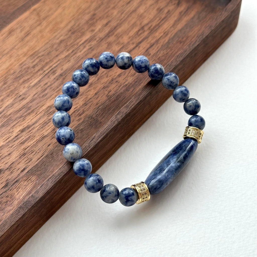 BS156 [Clarify Yourself] Blue Stone Thick Ring Gold-plated Bracelet