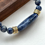 BS156 [Clarify Yourself] Blue Stone Thick Ring Gold-plated Bracelet