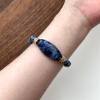 BS156 [Clarify Yourself] Blue Stone Thick Ring Gold-plated Bracelet