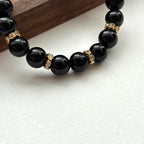 BS152 【獅子處女座|8月】黑瑪瑙鍍金手鏈手串