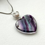 N26 [Gemini-Cancer | June] Fluorite Freshwater Pearl Heart-Shaped Necklace