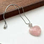 N27 [Cancer Leo | July] Rose Quartz Heart-Shaped Necklace