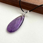 N30 [Aquarius Pisces | February Birthstone] Amethyst Water Drop Silver Plated Necklace