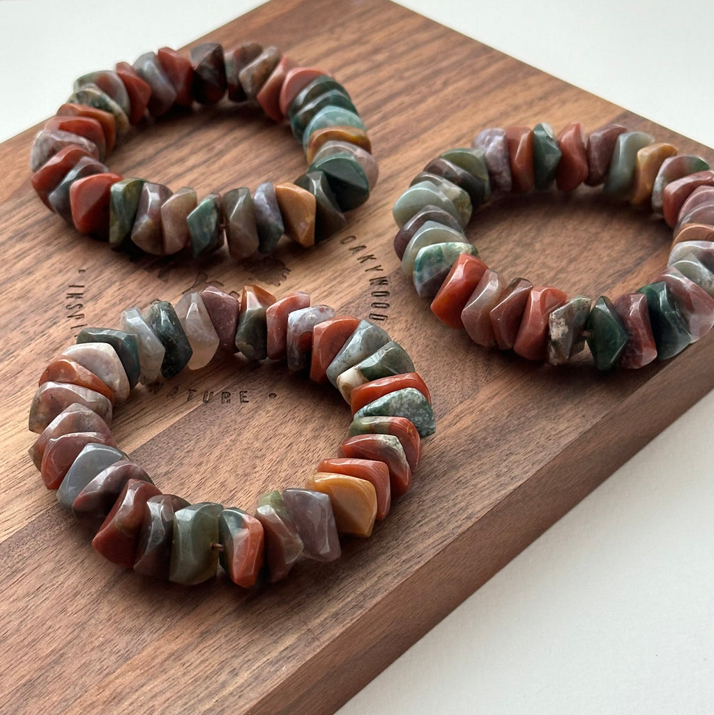 B94 【雙魚牡羊座|3月生日】血石純珠碎片純珠手鏈手串