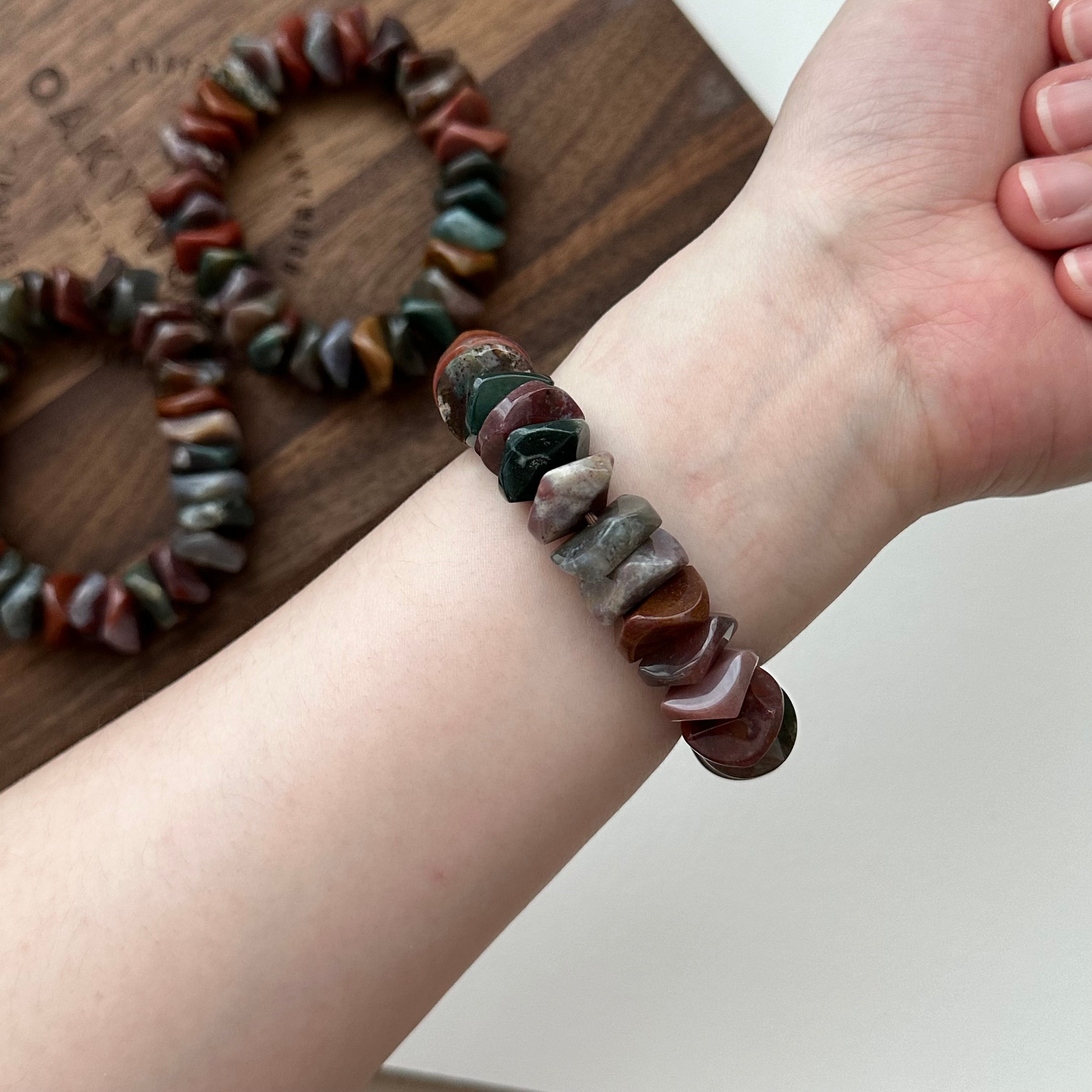 B94 【雙魚牡羊座|3月生日】血石純珠碎片純珠手鏈手串