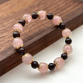 BS163 [Capricorn Aquarius Libra Scorpio | January October] Rose Quartz Garnet Flower Gold-plated Bracelet