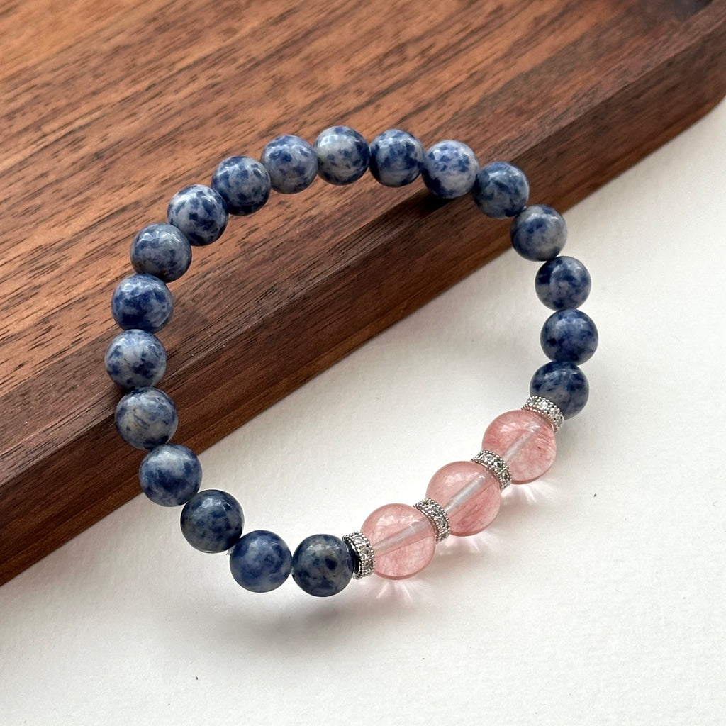 BS165 [Clarify Yourself] Blue Stone Watermelon Red Silver Plated Bracelet