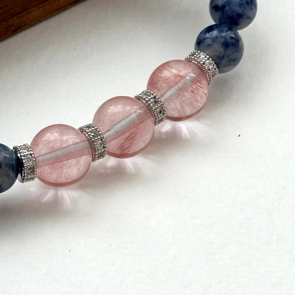 BS165 [Clarify Yourself] Blue Stone Watermelon Red Silver Plated Bracelet