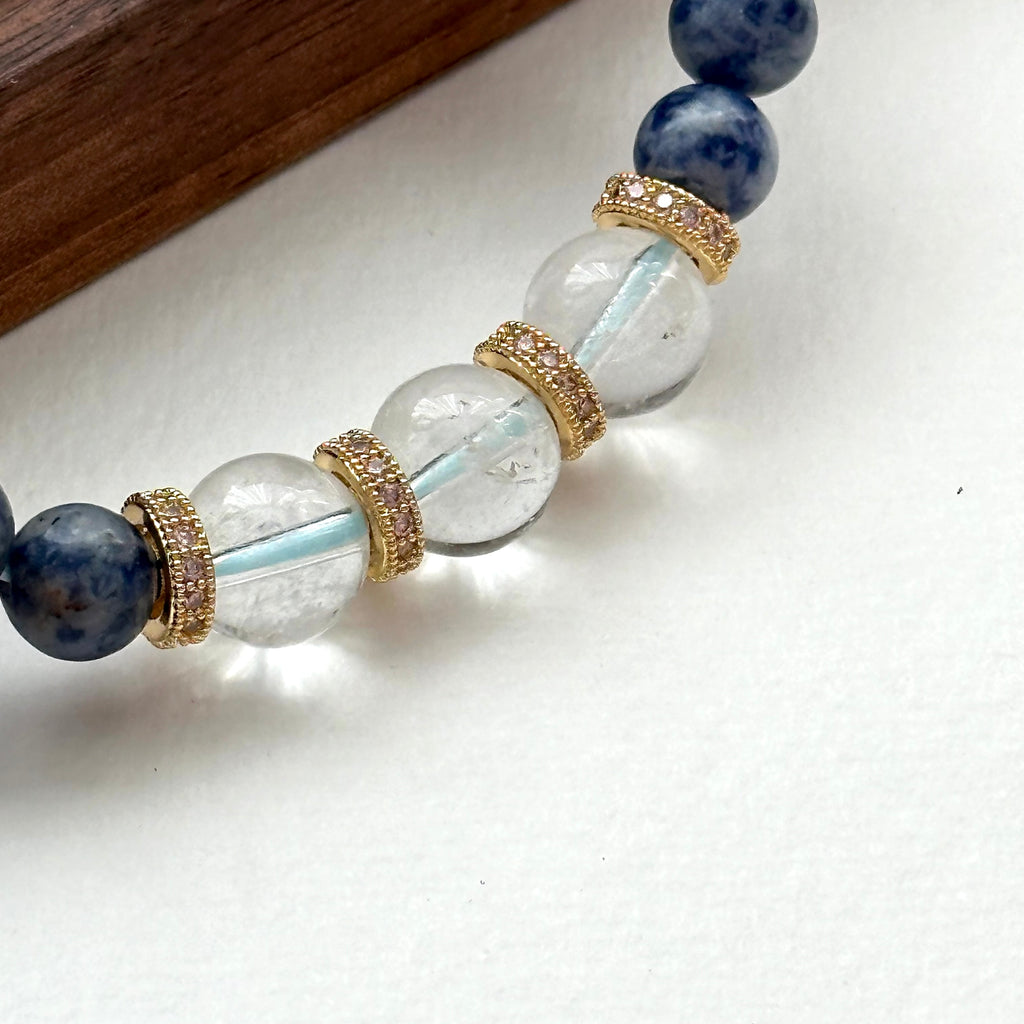 BS166【Clarify Yourself】Blue Stone White Crystal Gold-plated Bracelet