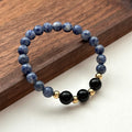 BS167 [Clarify Yourself] Blue Stone Black Agate Simple Gold-plated Bracelet