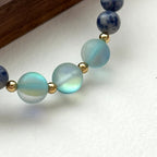 BS168 [Clarify Yourself] Blue Stone Blue Glass Simple Gold-plated Bracelet