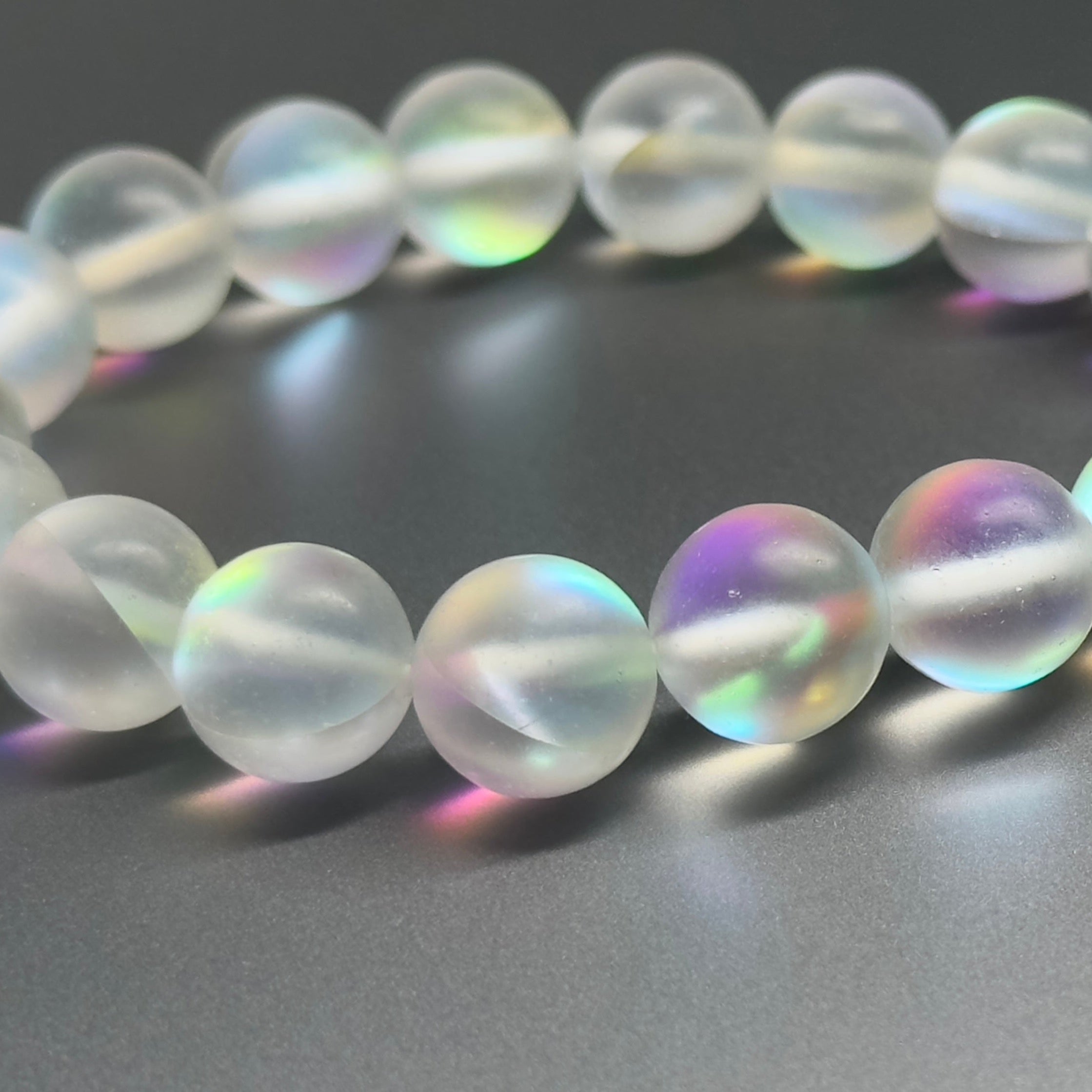 B45 霧白月亮琉璃石純珠手鏈手串