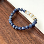 BS166【Clarify Yourself】Blue Stone White Crystal Gold-plated Bracelet