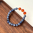 BS169 [Clarify Yourself] Blue Stone Red Agate Simple Silver-plated Bracelet