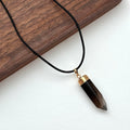 N34 [Scorpio/Sagittarius | November] Smoky Quartz Hexagonal Column Gold-Plated Necklace