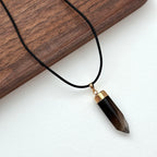N34 [Scorpio Sagittarius | November] Smoky Quartz Hexagonal Column Gold-plated Necklace