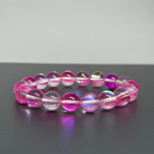 B44 月亮琉璃 • 粉紅手鏈手串 Pink MoonStone Bracelet