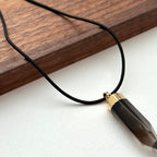 N34 [Scorpio Sagittarius | November] Smoky Quartz Hexagonal Column Gold-plated Necklace