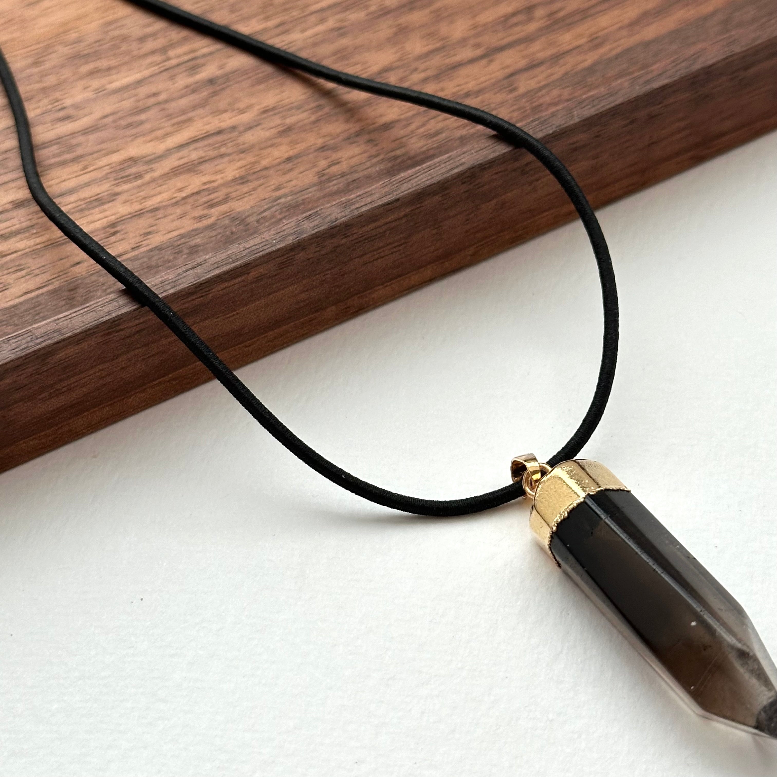 N34 [Scorpio Sagittarius | November] Smoky Quartz Hexagonal Column Gold-plated Necklace
