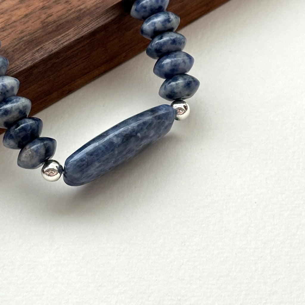 BS170 [Clarify Yourself] Blue Stone Butterfly Bead Simple Silver-plated Bracelet