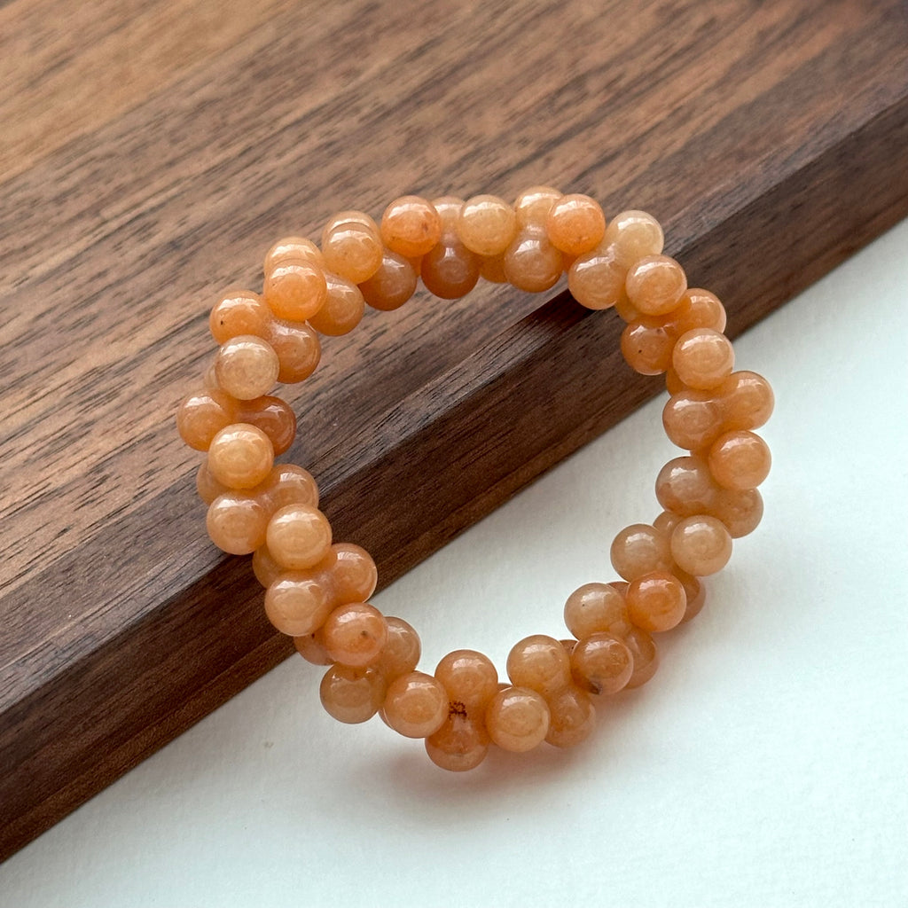 B71 Orange-brown pear-shaped glass bubble bead bracelet