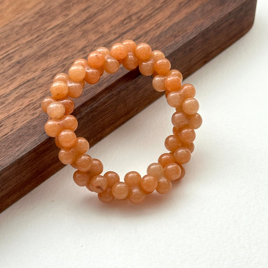 B71 Orange-brown pear-shaped glass bubble bead bracelet