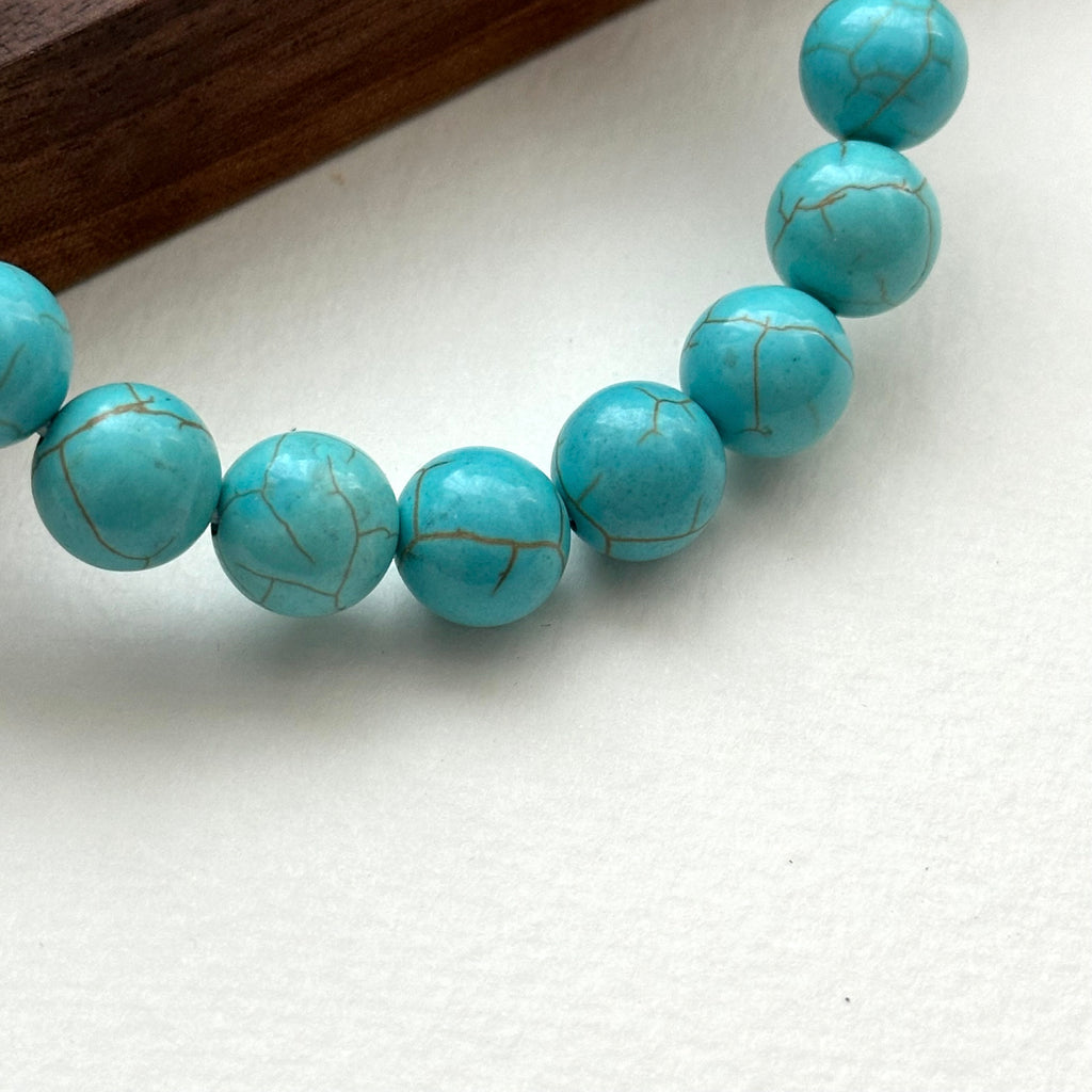 BS173 [Sagittarius Capricorn | December Birthday] Blue Turquoise Rose Quartz Gold-plated Bracelet