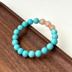 BS173 [Sagittarius Capricorn | December Birthday] Blue Turquoise Rose Quartz Gold-plated Bracelet